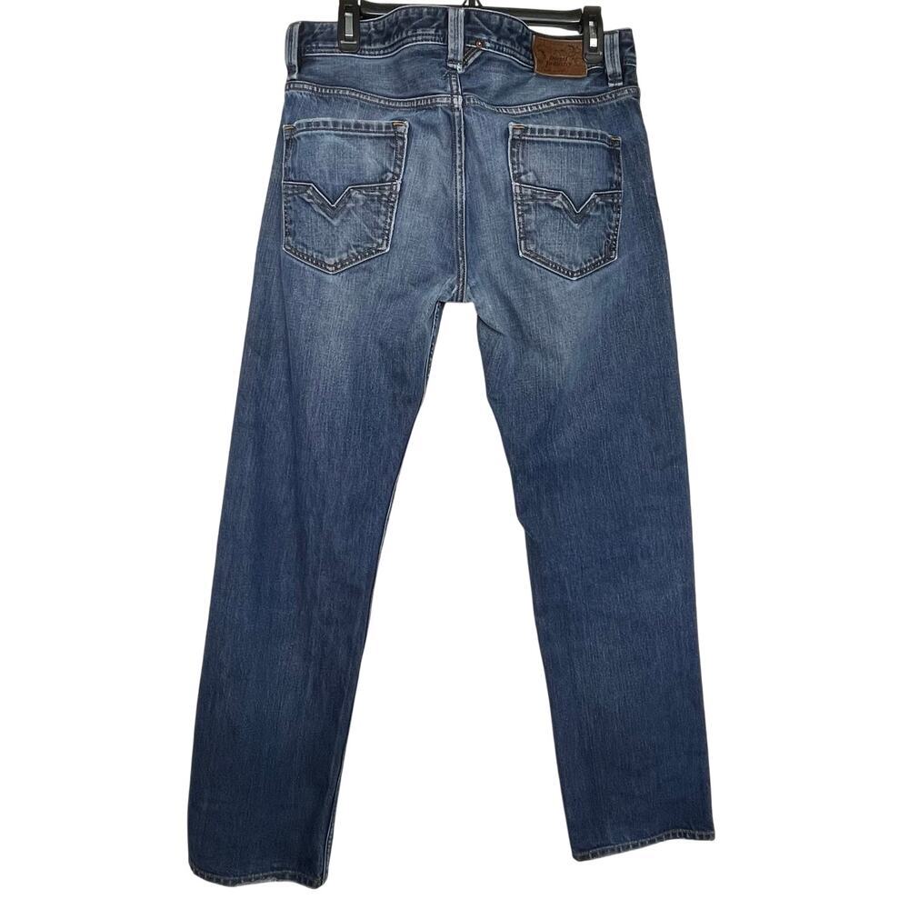 DIESEL Men’s Larkee Regular Straight Fit Jeans Dark Distressed Wash 33 - Picture 8 of 8
